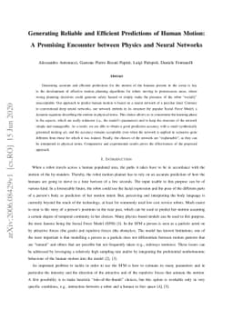 Generating Reliable and Efficient Predictions of Human Motion: A
  Promising Encounter between Physics and Neural Networks
