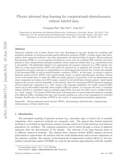 Physics informed deep learning for computational elastodynamics without
  labeled data