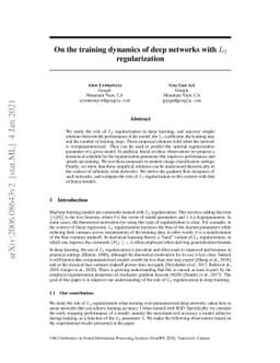 On the training dynamics of deep networks with $L_2$ regularization