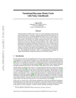 Variational Bayesian Monte Carlo with Noisy Likelihoods
