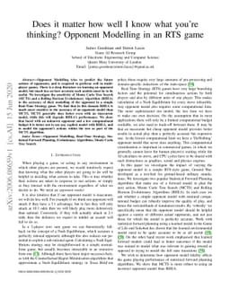 Does it matter how well I know what you're thinking? Opponent Modelling
  in an RTS game