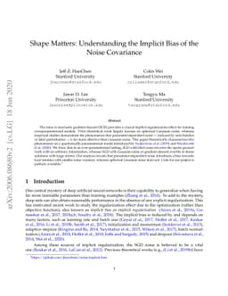 Shape Matters: Understanding the Implicit Bias of the Noise Covariance