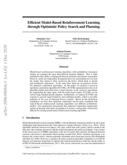 Efficient Model-Based Reinforcement Learning through Optimistic Policy
  Search and Planning