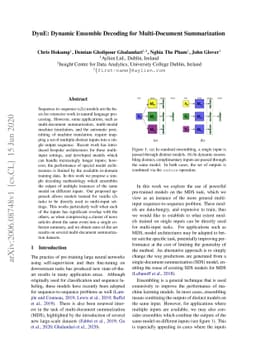 DynE: Dynamic Ensemble Decoding for Multi-Document Summarization