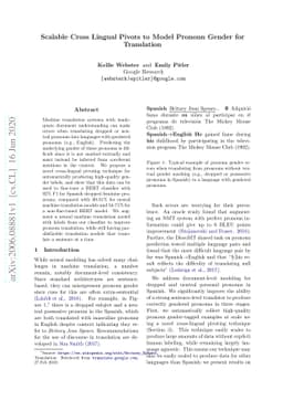 Scalable Cross Lingual Pivots to Model Pronoun Gender for Translation
