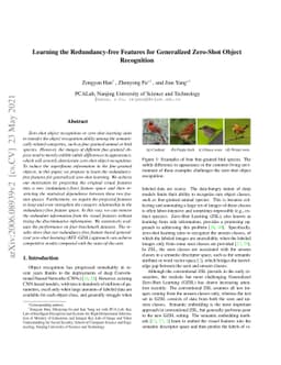 Learning the Redundancy-free Features for Generalized Zero-Shot Object
  Recognition