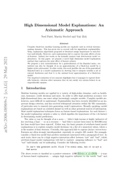 High Dimensional Model Explanations: an Axiomatic Approach