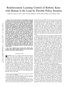 Reinforcement Learning Control of Robotic Knee with Human in the Loop by
  Flexible Policy Iteration