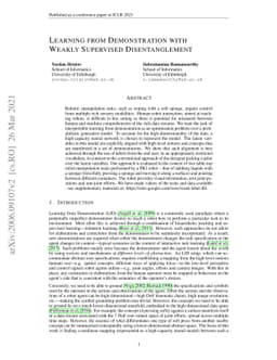 Learning from Demonstration with Weakly Supervised Disentanglement