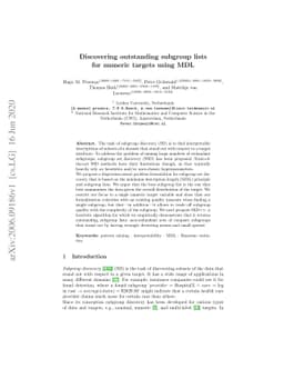 Discovering outstanding subgroup lists for numeric targets using MDL