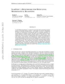 IsarStep: a Benchmark for High-level Mathematical Reasoning