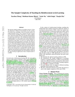 The Sample Complexity of Teaching-by-Reinforcement on Q-Learning