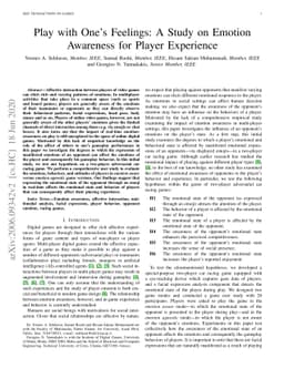 Play with One's Feelings: A Study on Emotion Awareness for Player
  Experience
