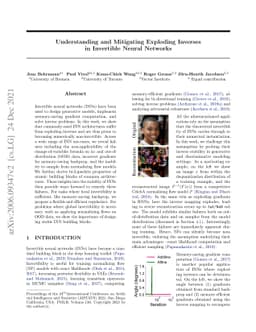 Understanding and Mitigating Exploding Inverses in Invertible Neural
  Networks
