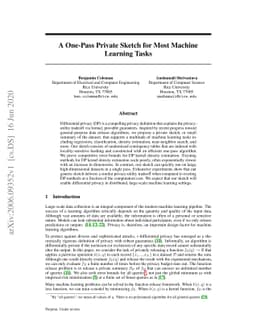 A One-Pass Private Sketch for Most Machine Learning Tasks
