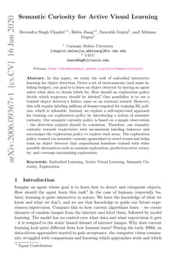 Semantic Curiosity for Active Visual Learning