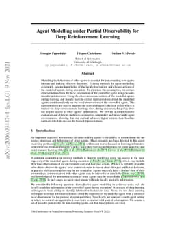 Agent Modelling under Partial Observability for Deep Reinforcement
  Learning