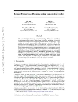 Robust Compressed Sensing using Generative Models
