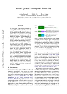 Selective Question Answering under Domain Shift