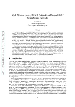 Walk Message Passing Neural Networks and Second-Order Graph Neural
  Networks