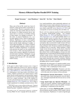 Memory-Efficient Pipeline-Parallel DNN Training
