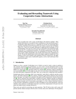 Evaluating and Rewarding Teamwork Using Cooperative Game Abstractions