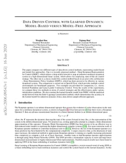 Data Driven Control with Learned Dynamics: Model-Based versus Model-Free
  Approach