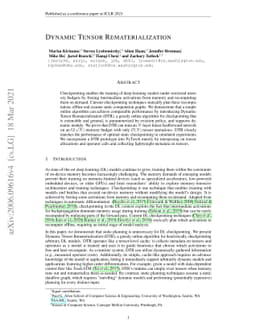 Dynamic Tensor Rematerialization