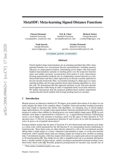 MetaSDF: Meta-learning Signed Distance Functions