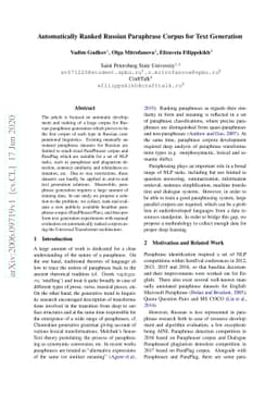 Automatically Ranked Russian Paraphrase Corpus for Text Generation