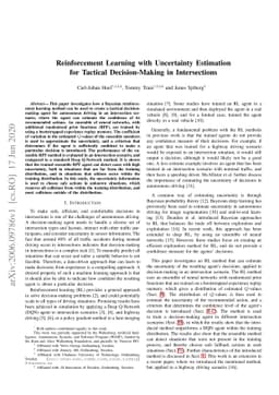 Reinforcement Learning with Uncertainty Estimation for Tactical
  Decision-Making in Intersections