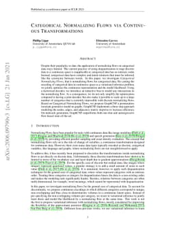 Categorical Normalizing Flows via Continuous Transformations