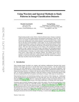 Using Wavelets and Spectral Methods to Study Patterns in
  Image-Classification Datasets