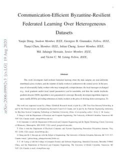 Communication-Efficient Robust Federated Learning Over Heterogeneous
  Datasets