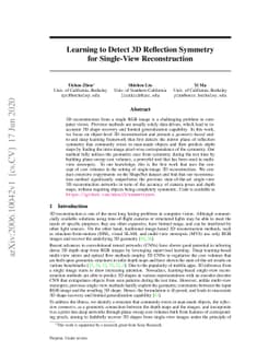 Learning to Detect 3D Reflection Symmetry for Single-View Reconstruction