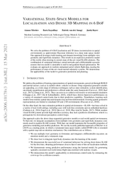 Variational State-Space Models for Localisation and Dense 3D Mapping in
  6 DoF