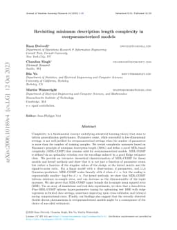 Revisiting minimum description length complexity in overparameterized
  models