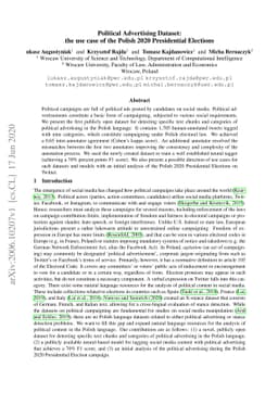 Political Advertising Dataset: the use case of the Polish 2020
  Presidential Elections