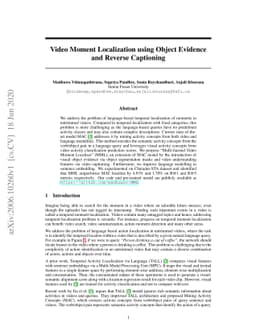 Video Moment Localization using Object Evidence and Reverse Captioning