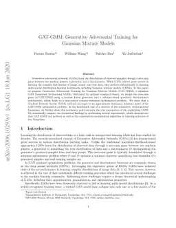 GAT-GMM: Generative Adversarial Training for Gaussian Mixture Models