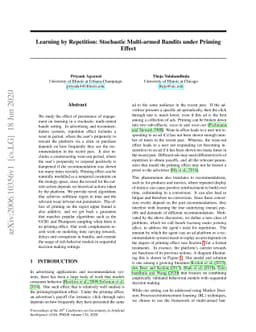 Learning by Repetition: Stochastic Multi-armed Bandits under Priming
  Effect