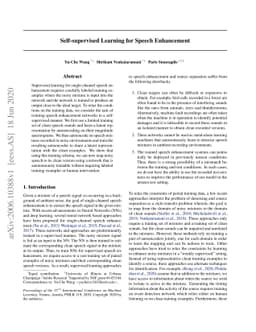 Self-supervised Learning for Speech Enhancement