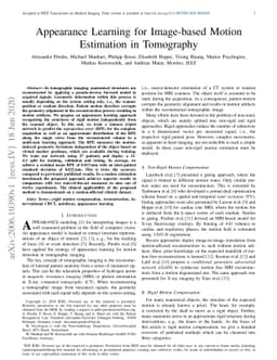 Appearance Learning for Image-based Motion Estimation in Tomography