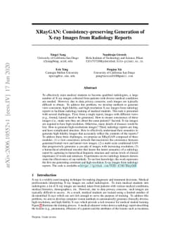 XRayGAN: Consistency-preserving Generation of X-ray Images from
  Radiology Reports