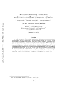 Distribution-free binary classification: prediction sets, confidence
  intervals and calibration