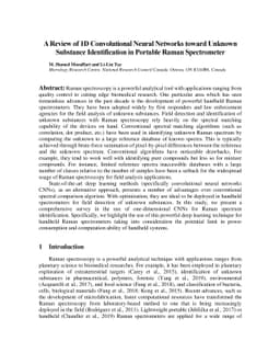A Review of 1D Convolutional Neural Networks toward Unknown Substance
  Identification in Portable Raman Spectrometer