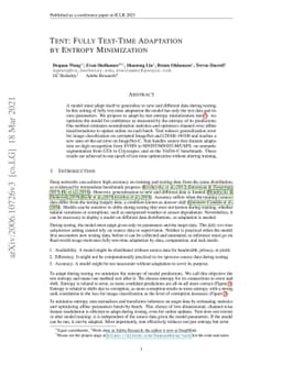 Tent: Fully Test-time Adaptation by Entropy Minimization