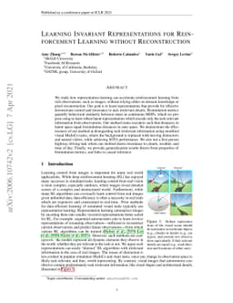 Learning Invariant Representations for Reinforcement Learning without
  Reconstruction