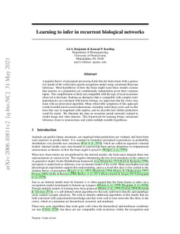 Learning to infer in recurrent biological networks