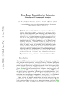 Deep Image Translation for Enhancing Simulated Ultrasound Images